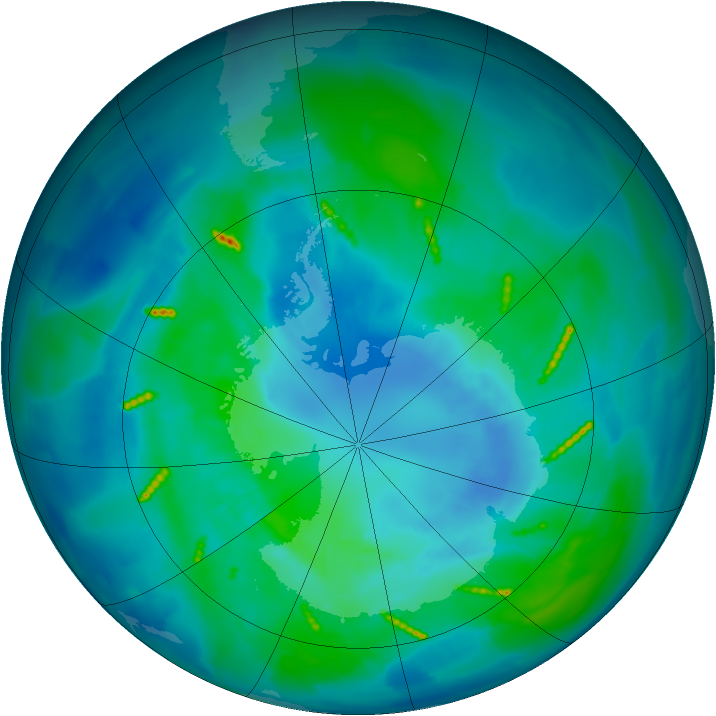Antarctic ozone map for 02 April 2011